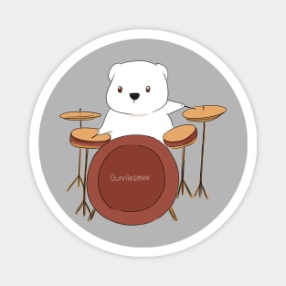 Drummer White Polar Bear | Bunniesmee Magnet